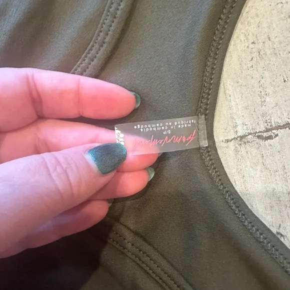 FP Movement by Free People  Breathe Deeper Dark Olive Crop Top NWT - Picture 2 of 5